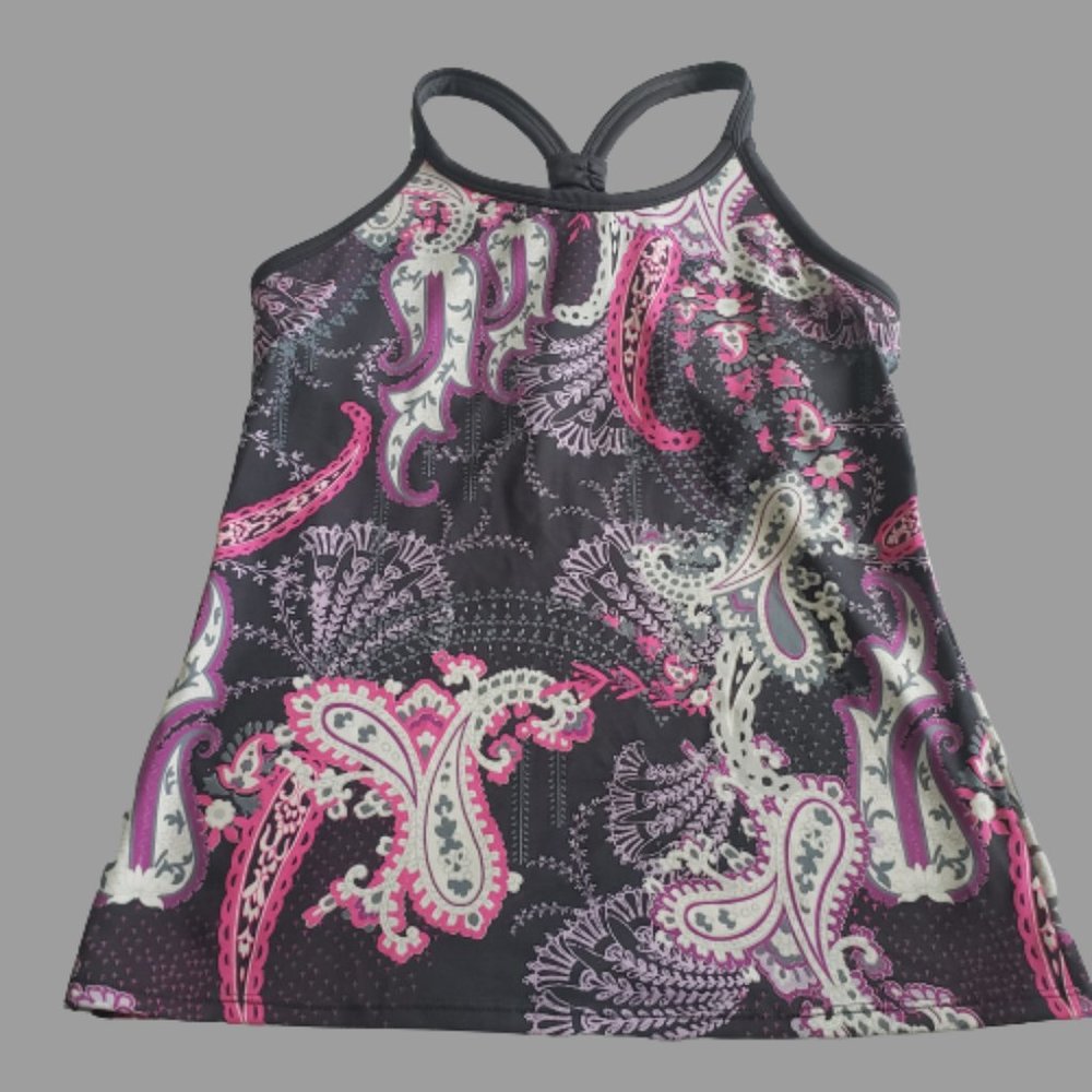 Athleta Pavitra Paisley Racerback Tank Top Shelf Bra Women's Size S